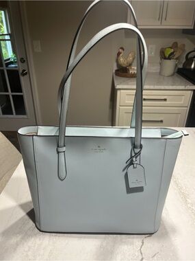 kate spade Light Blue Leather Tote with Dual Shoulder Straps